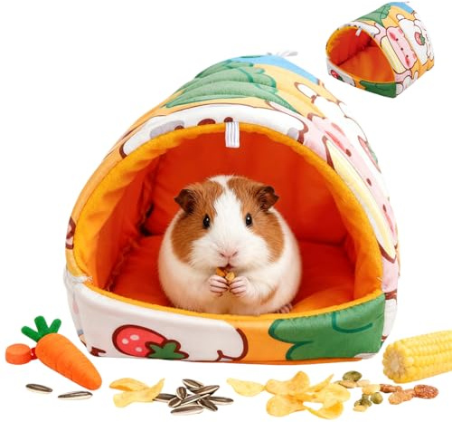 Guinea Pig Bed Secure & Warm Nest, Cute Small Animal Winter Bed, Non Slip Yellow Guinea Pig House, Cave Cozy Warm Sleeping Hedgehog House