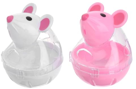 ibasenice 2 pièces Distributeur Nourriture Chat Forme Souris Interactif Tumbler Automatique Anti-Fuite pour Éducation et Jeu