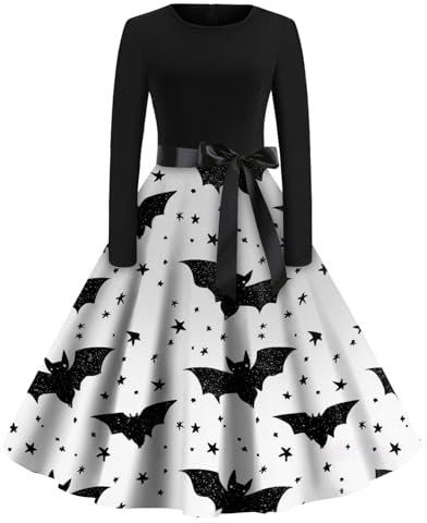 TOFOTL Lunga Vestito Halloween Vampira Abito Da Retro Medievale， Costume Vampira, Romani， Carnevale， Maglioni Allattamento Di Autunnali Lupetto Abiti Halloween Capello Strega Donna 53-Grigio Chiaro M