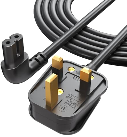 TV Cable C7 3 Meter – Fit for Samsung, LG, Sony, Panasonic, Hisense, Sharp TV – Figure 8 90 Degree Right Angle Power Cable, Space-Saving Design
