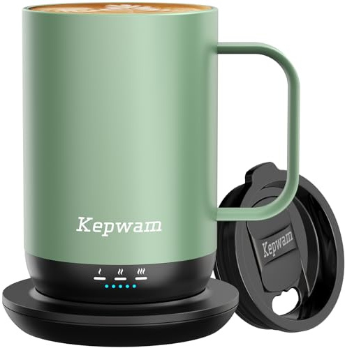 Kepwam Self-Heating Coffee Mug T1, 16oz Rechargeable Heated Coffee Mug, Smart Coffee Warmer Mug with App-Controlled,Advanced Temperature-Controlled Heating Coffee Gifts for Women Men Coffee Lover