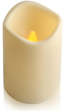 ele ELEOPTION Velas LED Sin Llama, Vela LED para Exteriores con Temporizador de 6 Horas Integrado y Apagado Automático, Velas Eléctrico Parpadeando Pilar Batería (Paquete de 1)