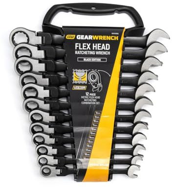 Gearwrench 9901DBE Juego de llaves de combinacion metrica de 12 puntos, color negro, de 8 a 19mm (12 unidades), negro