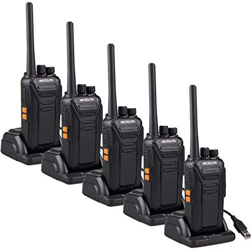 Retevis RT27 radio, PMR radio set, 16 kanaler CTCSS/DCS VOX, walkie talkie licensfritt för byggarbetsplats, säkerhetstjänst (5 STK, svart)