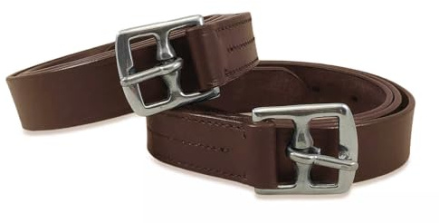 Avon Equine Cuero de estribo negro y marrón (46 a 56 pulgadas) (46 pulgadas, marrón oscuro)