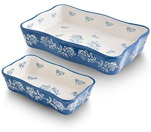 Wisenvoy Casserole dishes for oven Lasagna pan 2-Pcs Baking dish Casserole dish Baking dishes for oven Baking dish set