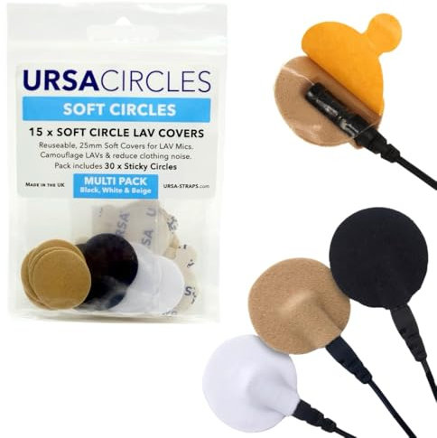 URSA Soft Circles: Reusable Soft Covers That Provide a Shield Against the Wind and Camouflage for Lavalier Mics. (15x Soft Circles + 30x Stickies, MultiPack)