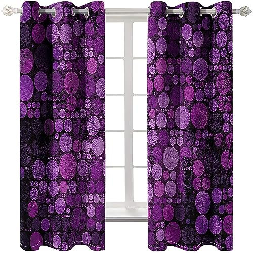 Homxi Lichtdichte Vorhänge Kinderzimmer 2er Set,2 x 107W x 160H cm,Vorhänge Blickdicht Jugendzimmer Fuchsie Rund Vorhänge Ösen