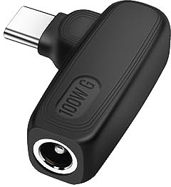 PNGKNYOCN DC to USB C 90 Degree 100W PD Power Adapter - Type C USB Male to DC 5.5x2.1mm Female Charging Adapter for Type C Devices