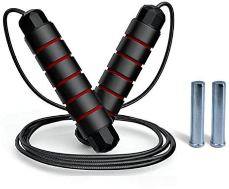 SPOMALKA Springseil Frauen Fitness mit Gewicht - Springseil Boxen - Gewichtet Springseil Drahtseil - für Muskelaufbau, Abnehmen, CrossFit, Boxen, Speed & Ausdauer und Gemischte Kampfkunst (Rot - 300g)