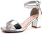 Sandale Femme Talon Ladies Sandals Été Confortable Sandales Bout Ouvert Mariage Mode Chunky à Talon Haut Argent EU 40