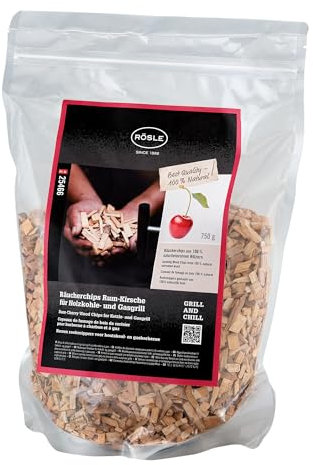 RÖSLE Fichas de Incienso de Ron Cereza 750 g para ahumador, Parrilla de carbón y Gas, Madera Natural, Color marrón