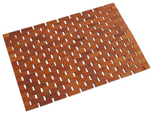 WENLISELL Non-Slip Bamboo Bath Mat, Foldable Bamboo Shower Rug, 40x60cm Wooden Bath Mat for Bathroom, Outdoor, Sauna, Spa, Tub