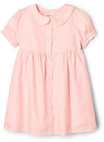 Amazon Essentials x Sofia Grainge - Vestido de satén de algodón con Cuello para niña pequeña, Color Rosa, Talla 2T