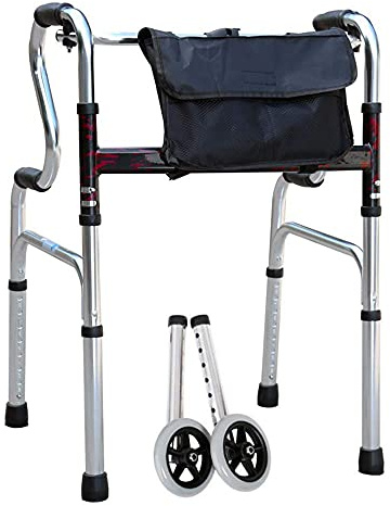 Deambulatori per anziani Rollator Deambulatore pieghevole Deambulatore multifunzione Stampelle Carrucola Senza pannello di seduta Deambulatore per anziani Bastone da passeggio antiscivolo con telaio