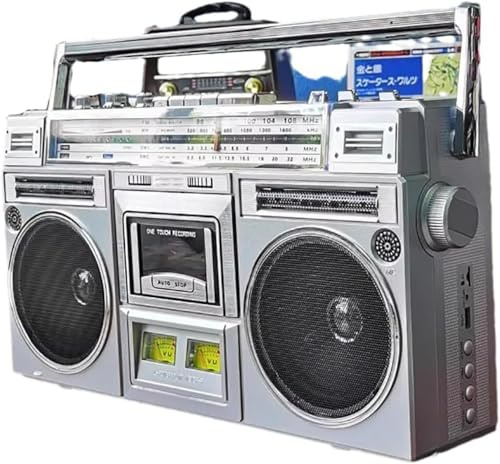 Generic Boombox de casete con radio AM/FM, compatibilidad Bluetooth, diseño retro, altavoces estéreo integrados, emparejamiento rápido, calidad de sonido mejorada