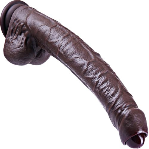 30 cm realistischer unbeschnittener beweglicher Vorhaut-Dildo, dicker Silikon-Riesendildo,schwarzer langer XXXL-Dildo,Großer Saugnapf long Penis, übergroßer Riesen-Dildo,geeignet für Männer und Frauen