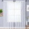 Alaoo Set of 2 Voile Curtains, 56 x 47 Inches White Net Curtains Woven Eyelet Voile Sheer Panels Semi Transparent Window Treatment for Kitcken Living Room Bedroom