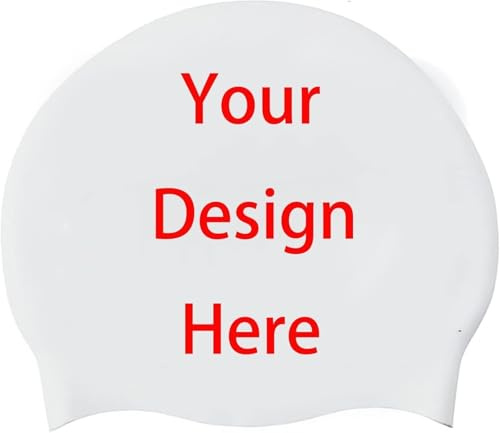 Custom Swim Cap, Personalised Silicone Swimming Cap with Photo/Logo/Text, Waterproof, Unisex Novelty Swim Cap Fit for Long Hair and Short Hair Waterproof Silicone Swimming Caps for Beach Swiming Pool