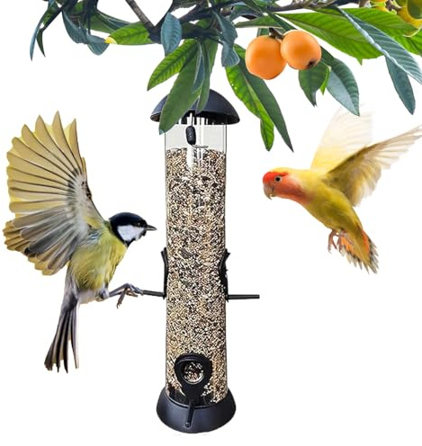 Comederos para pájaros al Aire Libre | Colibríes Transparente con 4 Agujeros,Cuenco de Comida para pájaros Suspendable | para balcón Terraza Jardín Trasero
