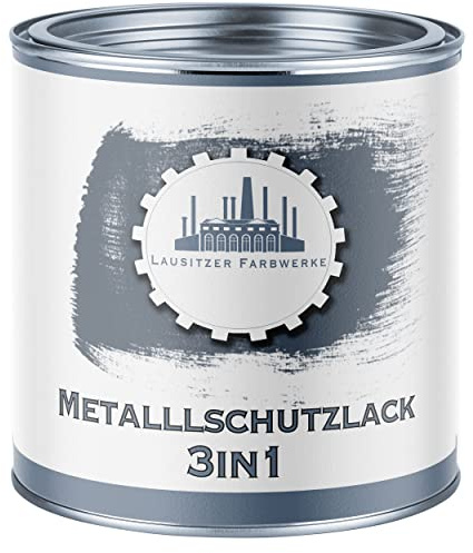 Lausitz Farbwerke metallskyddsfärg 3-i-1 metallskyddslack 3-i-1 du sparar dig anti-rostprodukter, metallfärg, metallfärg, färg för metall, stål, järn, zink, aluminium (2,5 L, stengrå (RAL 7030))