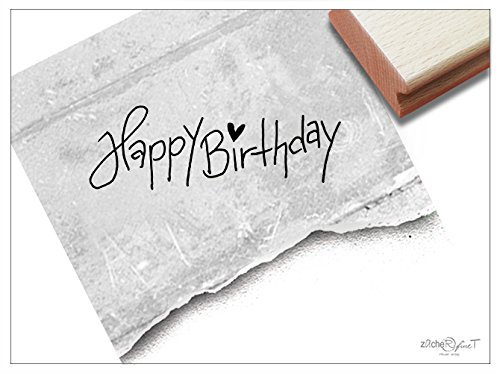 Stempel - Textstempel HAPPY BIRTHDAY - Schriftstempel Glückwünsche zum Geburtstag Geschenkanhänger Geschenke Karten Basteln Deko - von zAcheR-fineT