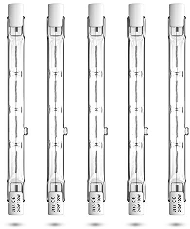 Bonlux Halogen R7S 118mm 100W dimmbar, J118 Halogenlampen R7s Halogen Flutlicht 118mm Länge Halogenstab Warmweiß 2800K, 5er-Pack