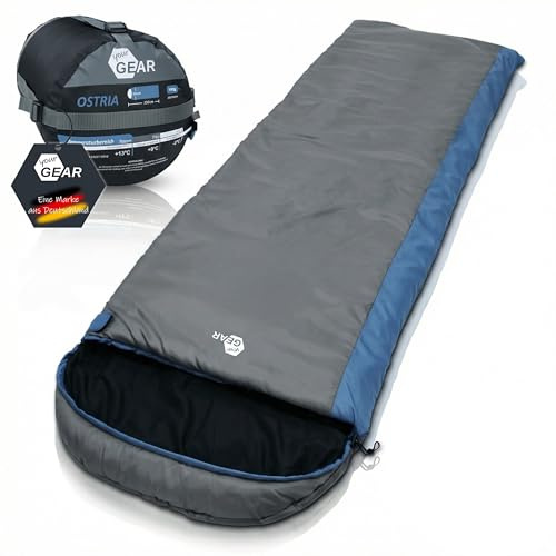 yourGEAR Schlafsack Ostria - Leichter Deckenschlafsack 230x75 cm - Sommerschlafsack & Hüttenschlafsack klein verpackbar - Camping Decke mit Kissenfach - Komfort +13°C/Extrem -3°C