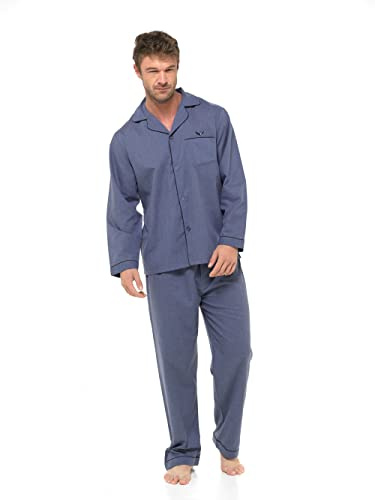 INSIGNIA Mens Woven Pyjamas Traditional with Logo Pocket