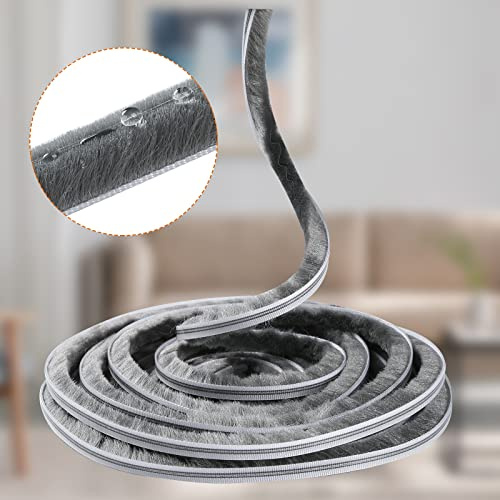 hokmly Weather Stripping Door Seal - Seals 5m (16ft) Soundproof, Draft & Dustproof Strip for Doors, Windows, Cabinet Doors with Noise Cancelling Window Inserts 7mm x 8mm (0.276 x 0.315 Inch), Gray