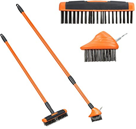 Green Blade 3-in-1 Steel Weed Brush, BROOM, Black/Orange, Telescopic Handle, 7x18.5x86cm, 1.44lbs, 2-Year Warranty