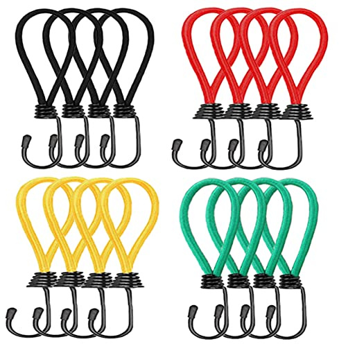 16 Piezas Gancho de Cuerda Elástica para Tienda Gancho para Tienda de Campaña Tensor de Goma Cinturón de Fijación Accesorios para Toldo de Camping con Cordón