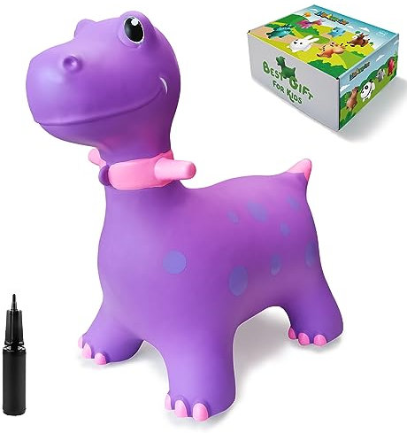 HotMax Dinosaur Bouncy Horse, Inflatable Bouncy Animals Hopper for Toddlers, Ride on Jumping Toys for Baby Girl or Boy Birthday Gift (purple)