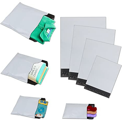 huruirui 100Stück Versandtaschen Plastik Versandbeutel C5 A4 B4 A3 Blickdicht Selbstklebend Versandtüten für Kleidung Versandtaschen Warensendung Logistikverpackungen Transport Verpackungskarton