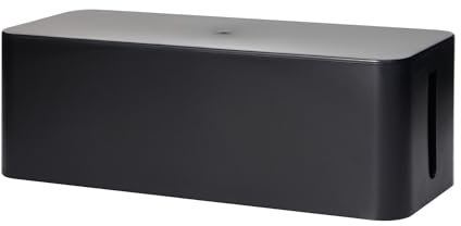 Miratic Kabelmanagement Box mit Lüftungsschlitzen und Anti-Rutsch-Boden Größe: 407/134 / 154 mm (Schwarz)