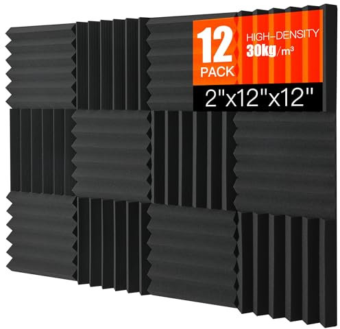 SAIQIANG Akustikschaumstoff Platten, 12 Stück 5x30x30cm Schalldämmung, Schallschutzmatten & Schallabsorber für Studio & Aufnahmestudios