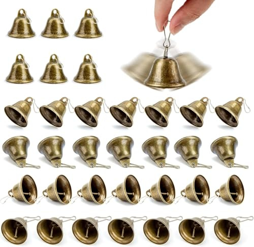 Campanillas de Metal Bronce Vintage, 20 Piezas Cascabeles Manualidades, Cascabeles de Bronce Vintage, Mini Campana Metal para Manualidades, Mini Campanas Pequeñas, para Decoración de Navidad