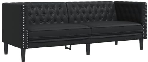 Sofá Chesterfield de 3 plazas vidaXL en Cuero Artificial Negro