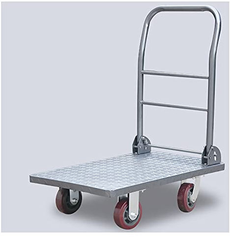 DRFGNF Carro de Plataforma con Plataforma Plana y Ruedas giratorias de 360 Grados Carro de Empuje Manual Plegable de Metal para Plataforma de almacén Capacidad de Carga de 440 LB Carro de plataform