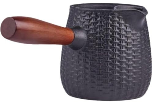 Ymxygz Tetera De Hierro Fundido con De Madera, Cafetera Turca, Cafetera para Cocina De Hornillos, Infusor De Té Portátil para Hogar, Oficina Y Restaurante