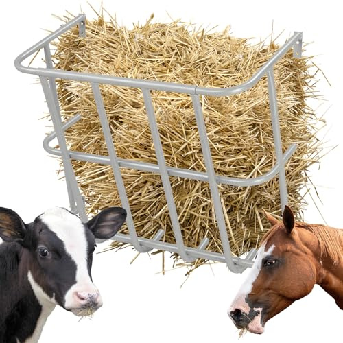Outvita Livestock Feeder, 18 Gallons Large Capacity, Heavy-Duty Steel Goat Hay Rack, 22.5 Long Wall Mounted Horse Hay Holder, Multiple Sided Feeding Rack for Sheep Farm Livestock Indoor Outdoor