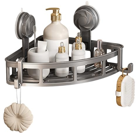 Vitsrisea Organisateur de douche d'angle, étagère de douche d'angle - Étagère d'organisateur à ventouse pour salle de bain - Porte-rangement de salle de bain à charge forte pour évier d'appartements