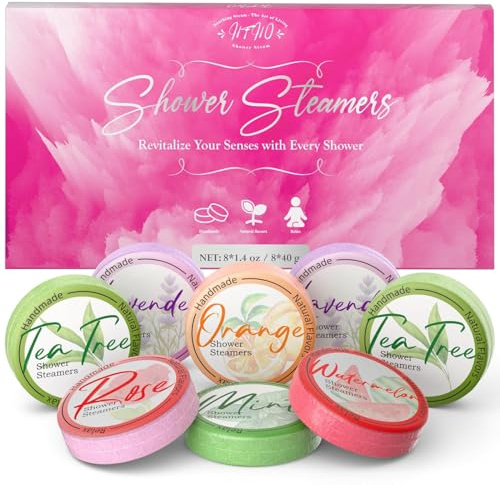 Shower Steamers Aromatherapy 8 Pack - Gifts for Women, Shower Bombs with Essential Oils, Self Care and Stress Relief Stocking Stuffers, Relaxation Birthday Gifts for Women and Men. Pastel Flow Style