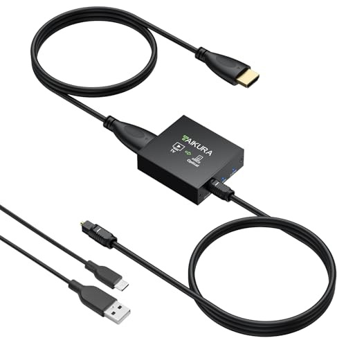 TAIKURA Convertitore Audio eARC/ARC a Ottica Supporta 24bit/192kHz PCM 2.0,Dolby, DTS 5.1 con LED Indicatore, HDMI eARC/ARC Audio Extractor con Cavi HDMI e Ottico per TV Soundbar Home Theater
