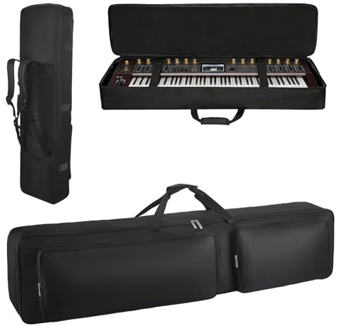 Eirolace 88 Tasten Keyboard Tasche, Tragbare Gigbag Zwei-Möglichkeiten E-Piano Tasche Gepolstert aus 600D Robustes Oxford-Gewebe mit 2 Fronttaschen und verstellbaren Schultergurten,137x27x13cm