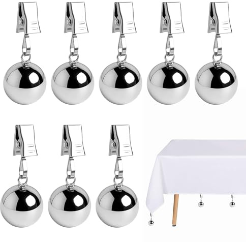 8 Piezas Pesos para Manteles, Pesas para Manteles Exterior Estables Contrapeso Pesas para Mantel con Pinzas, Manteles para Exteriores Cortinas Decoración de Mesa