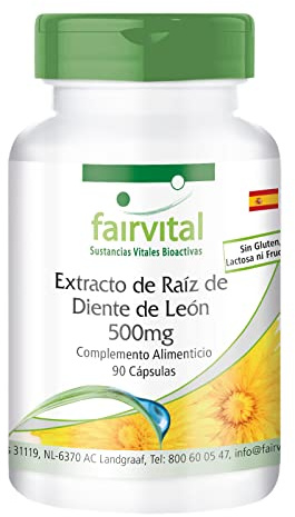 Fairvital | Tarassaco radice estratto 500mg - 45 giorni - VEGAN - alte dosi - 90 capsule - concentrato 10 volte