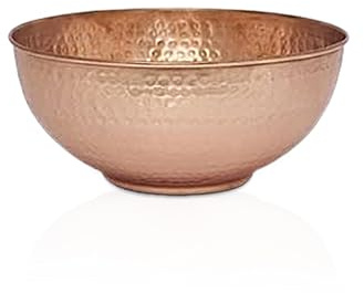 GoCraft Pure Copper Mixing Bowl with Hammered Finish for Salad, Egg Beating, Decorative & Kitchen Serving Purposes - 7.5 (Medium)