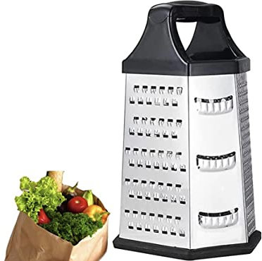 Grattugia per formaggi, affettatrice a 6 lati, in acciaio inox 430, con grana grossa, fine, affettatura, adatta per zenzero, limone, burro, verdure, noce moscata