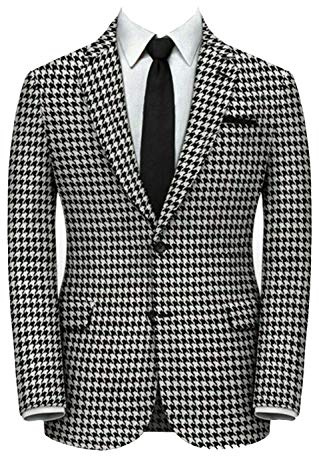 Yaflonjaa Hombre Blazer Abrigo de Dos Botones de Pata de Gallo para Boda Formal